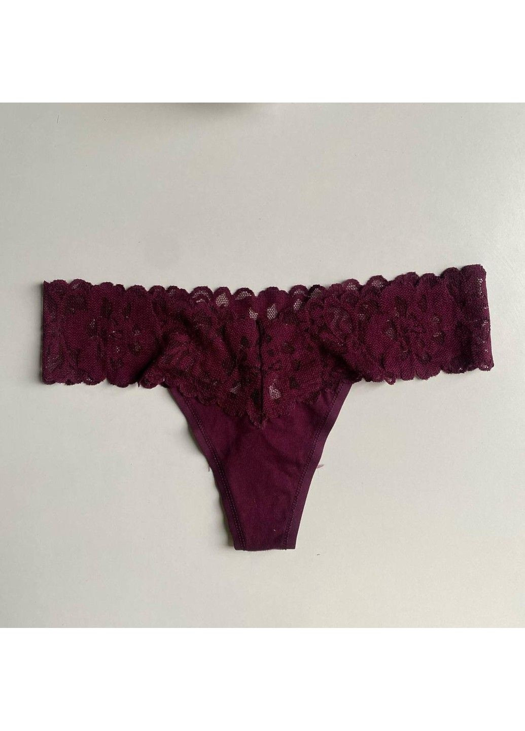 Трусики-стринги женские хлопковые Thong Panty бордовые L Victoria's Secret (316659642)