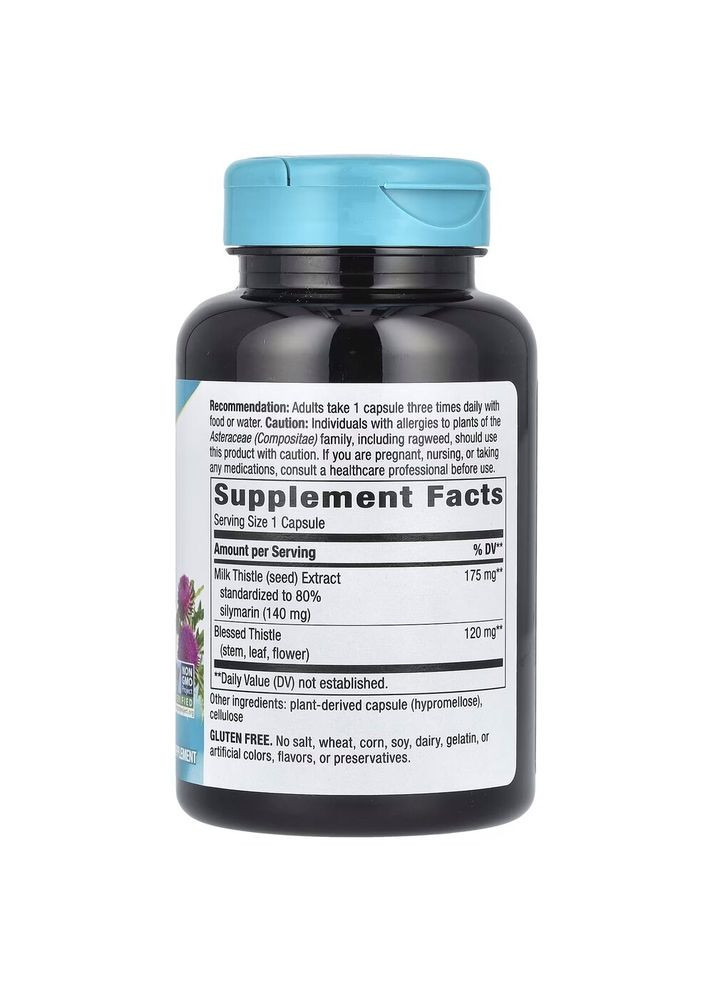 Экстракт семян расторопши Milk Thistle, 120 вегакапсул для поддержки печени Nature's Way (334707562)