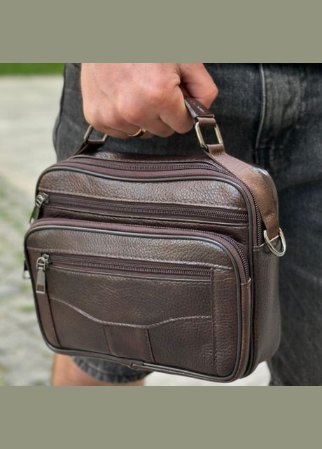 Топ! Чоловіча шкіряна сумка барсетка через плече з ручкою коричнева 61881B Bexhill (338373026)