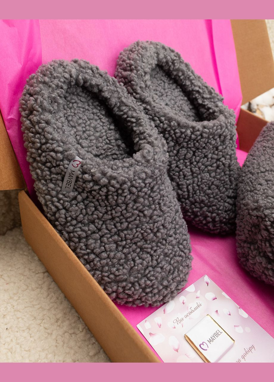 Подарочный набор Тедди тапочки та косметичка Графит Maybel (304392832)