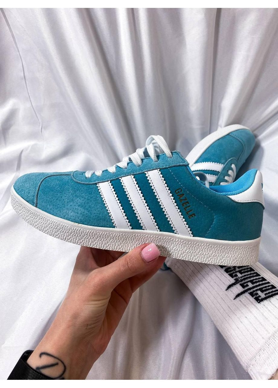 КРОСІВКИ ЖІНОЧІ ADIDAS GAZELLE BLUE GREEN V2 АДІДАС ГАЗЕЛЬ No Brand сірі демісезони (369389669)