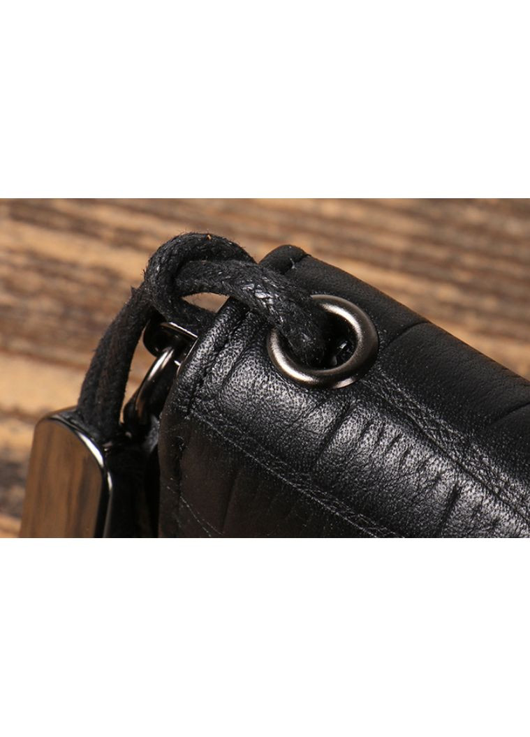 Чоловічий шкіряний клатч чорний портмоне з натуральної шкіри для документів та грошей гаманець на блискавці ProDobro (363260011)