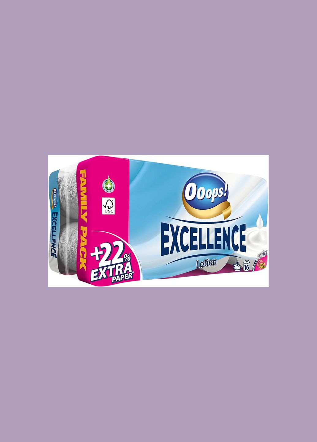 Туалетний папір, тришаровий, лосьйон, 150 відривів, Exellence Lotion, 16 шт ooops (328905781)