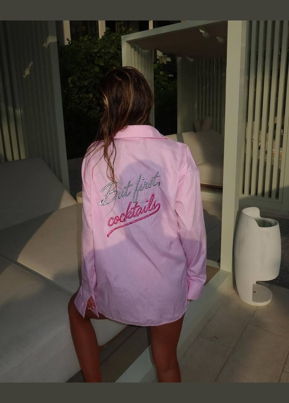 Розовая кэжуал рубашка с надписями Adelante с длинным рукавом