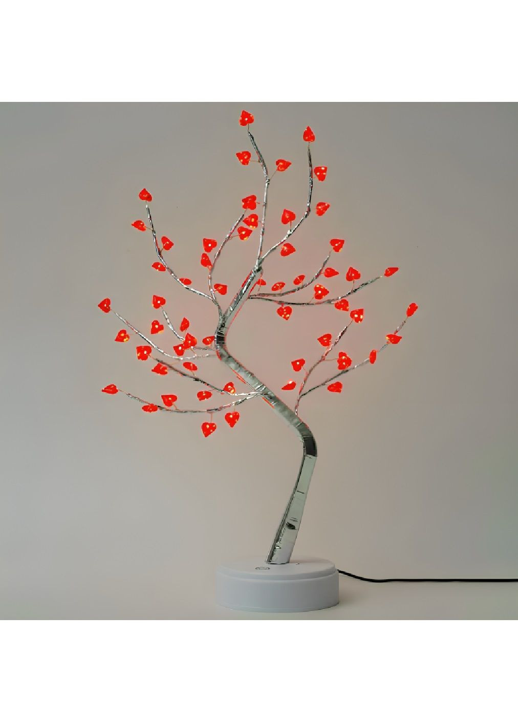 Настільний нічник у вигляді дерева з теплим білим світлом роботою від USB батарейок 50 см (480426-Prob) Бонсай із серцями Unbranded (335206753)