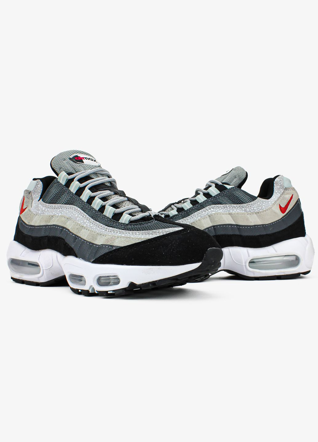 Серые всесезонные кроссовки мужские nike air max 95 gray black white | найк аир макс 95 серые черные белые No Brand