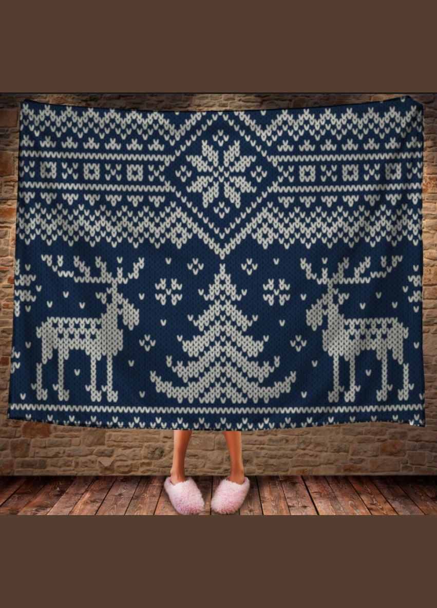 Плед з 3D принтом на тему-Два лося, сніжинки і ялинки 1 Перша Креативна мануфактура PERFECTUS Плед (301868816)