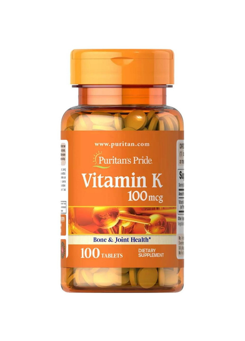 Витамины и минералы Vitamin K 100 mcg, 100 таблеток Puritans Pride (293341876)