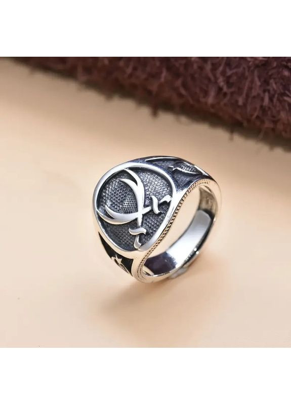 Каблучка срібляста турецька два мечі півмісяць із зіркою регульований 17-22 OrnatusDivinus695 Fashion Jewelry (368854806)