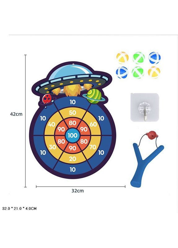 Дитячий дартс на липучках "Космос" з 6 м'ячиками та рогаткою - No Brand YX1068-1 (371924218)