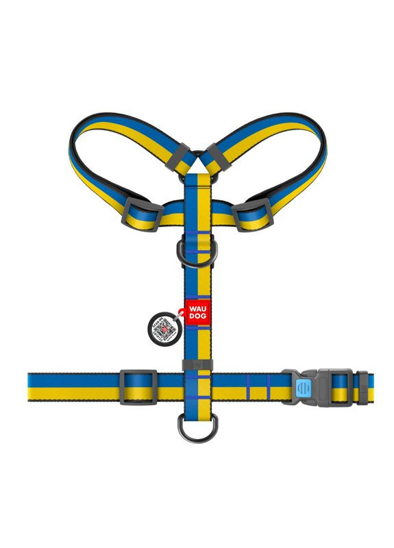 Шлей для собак анатомічний з QR-паспортом, малюнок - Прапор, розмір S (A:30-40 см, B:30-50 см), ширина 15 мм Collar (367725482)