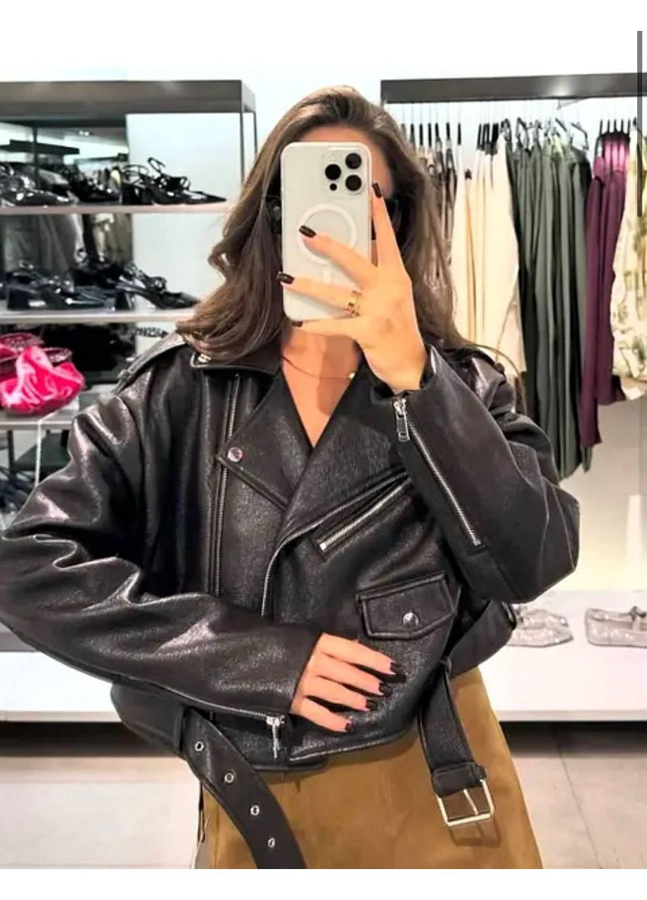 Коричневая демисезонная женская кожаная куртка-косуха косуха Україна