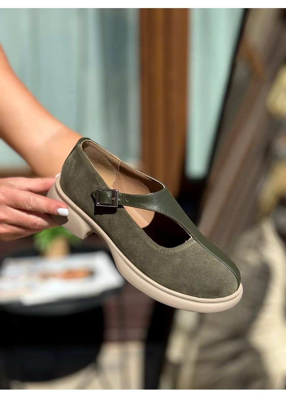 No Brand Эффектные женские туфли темно-зеленый з натуральная замша, натуральная кожа, — демисезон (355070830)