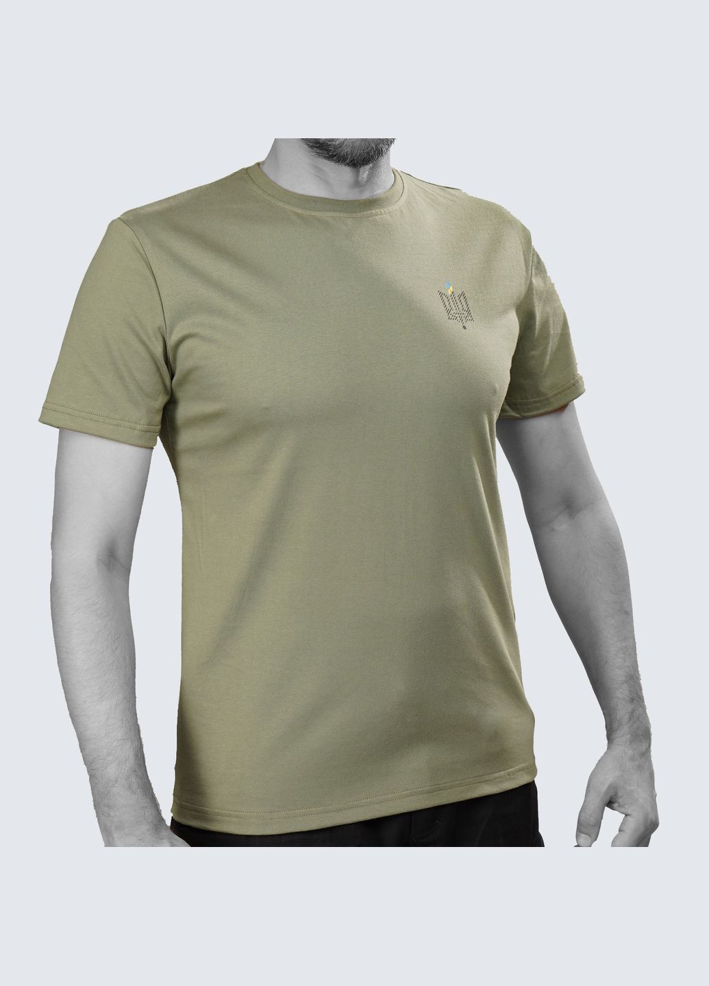 Футболка літня 95/5 Хакі з принтом Тризуб | UATAC (316086439)