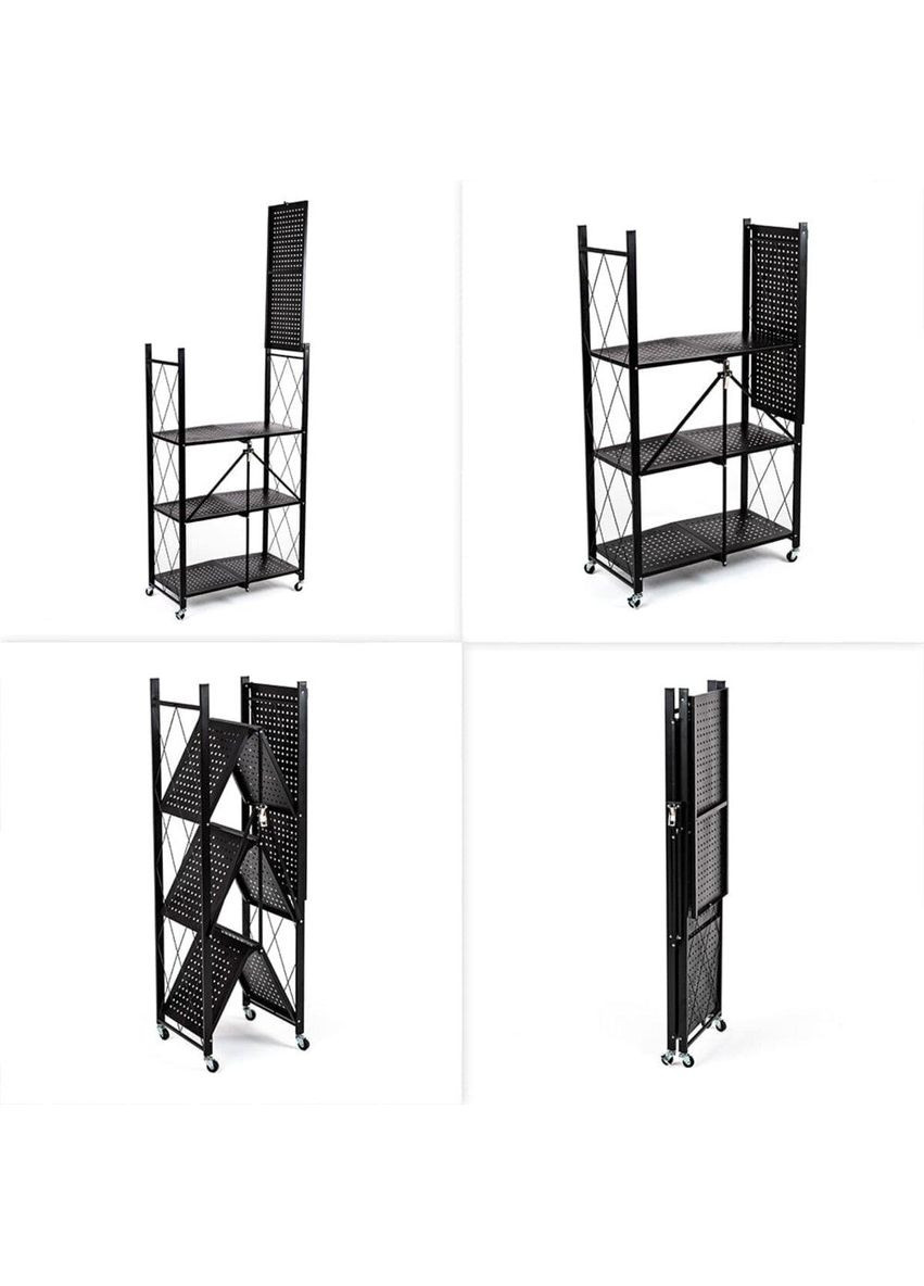 Стеллаж мобильный четырехъярусный универсальный раскладной из нержавеющей стали черный 126*72*34см SW-00002098 Sticker Wall (330019171)