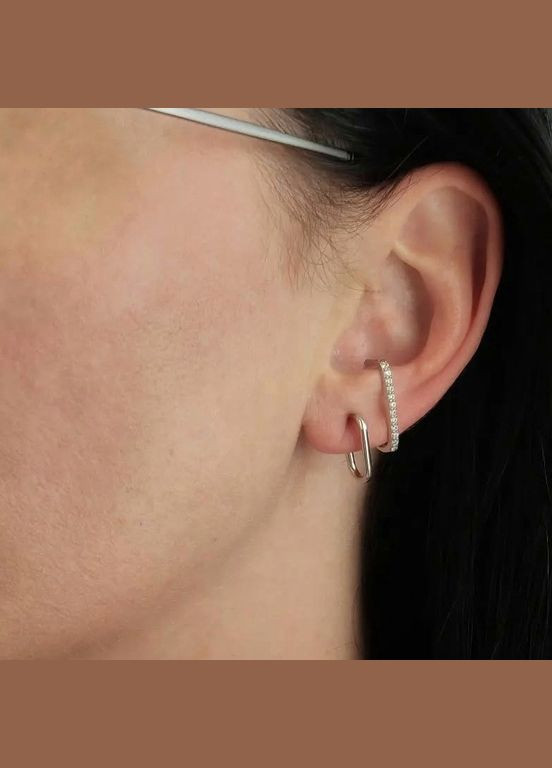 Серебряные серьги гвоздики на закрутках Двойные с Белыми камнями серебро 925 пробы Родированное 2418р 3.80г No Brand (335053831)