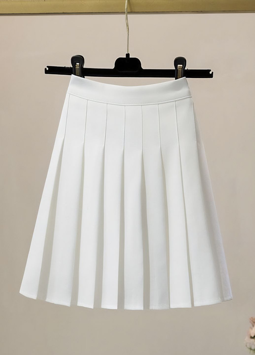 Белая кэжуал, спортивная, повседневный однотонная юбка No Brand плиссе, а-силуэта (трапеция)