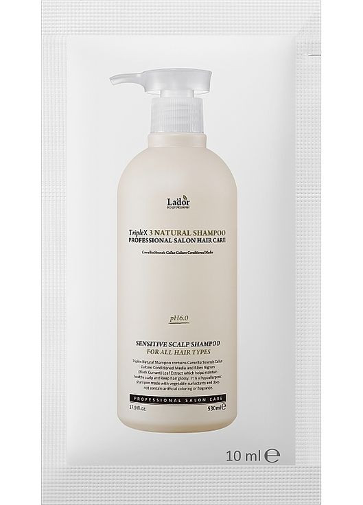 Бессульфатный шампунь (пробник) Triplex Natural Shampoo 10ml (388761-31155484) La'dor (368603067)