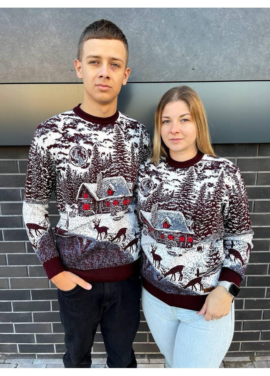 Светр "Будиночок" без горла бордо No Brand (372053125)