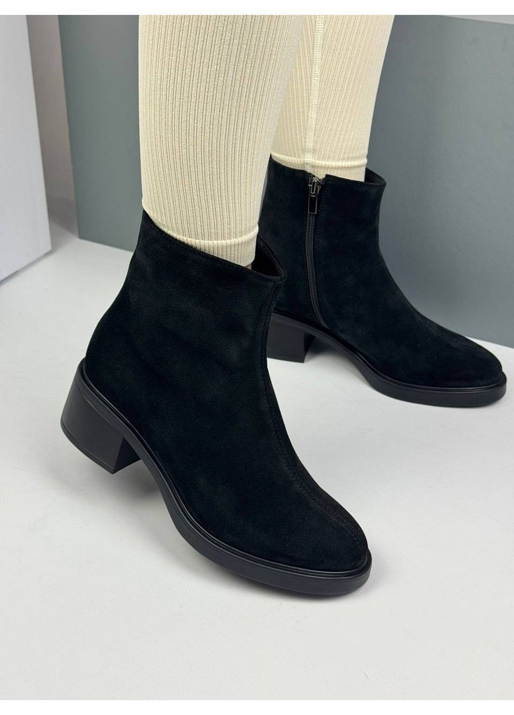 481 Черевики Демісезонні чорні замшеві на підборі No Brand (367960246)