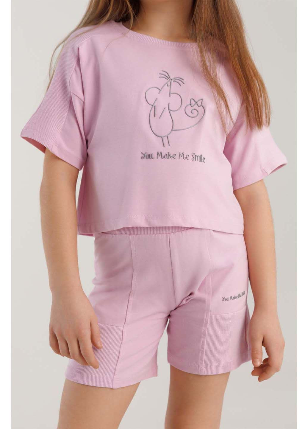 Рожевий демісезонний костюм для дівчинки Dinomin