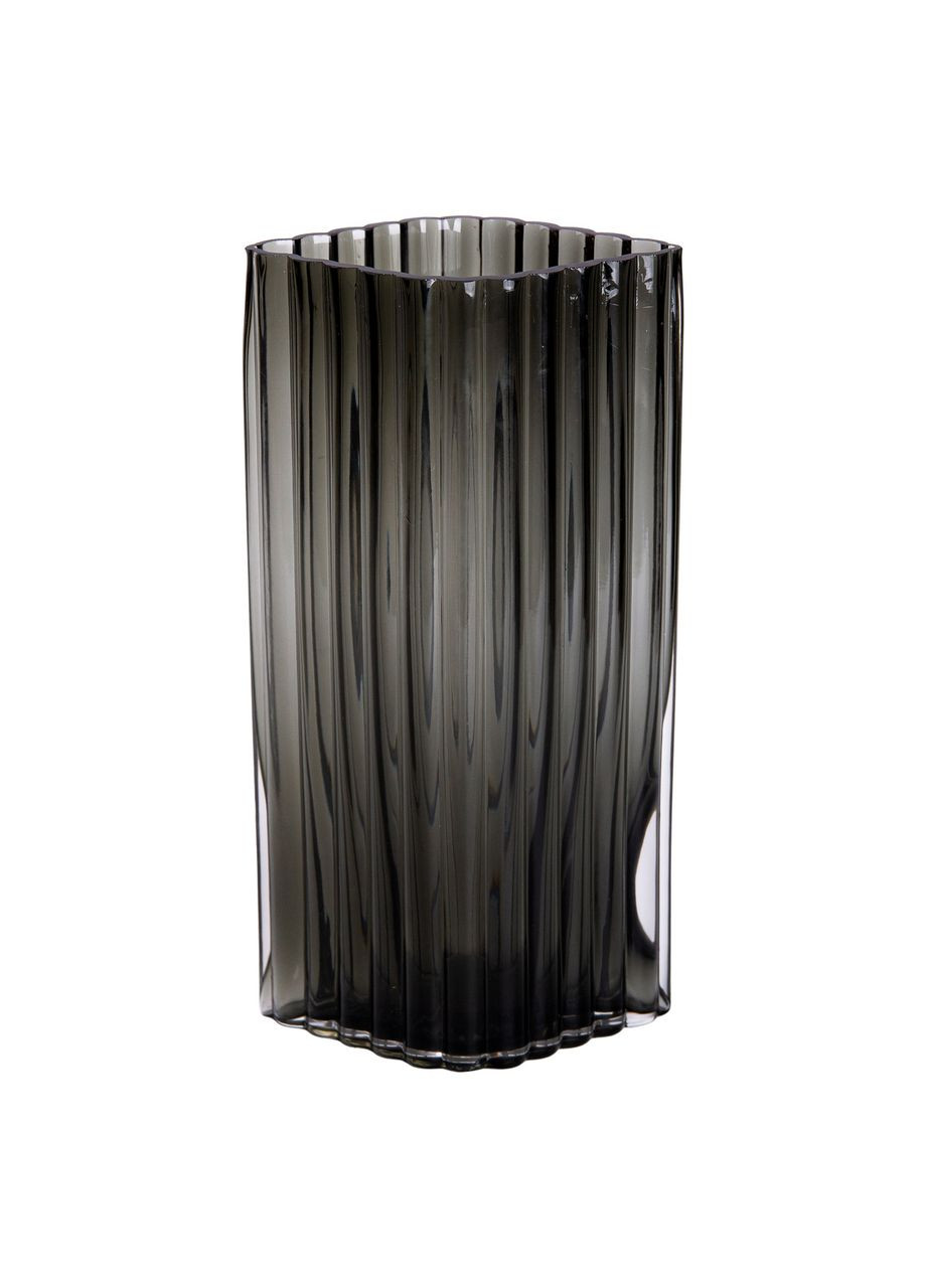 Ваза для квітів зі скла, декоративна, прямокутна, сіра, 28 см HP-1703 Yiwu (353502551)