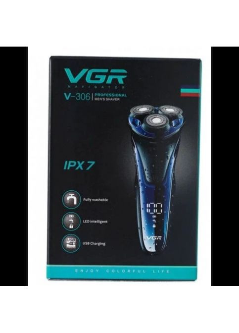 Електробритва VGR V-306 бездротова потрійне лезо електрична роторна бритва MDR No Brand (371794191)