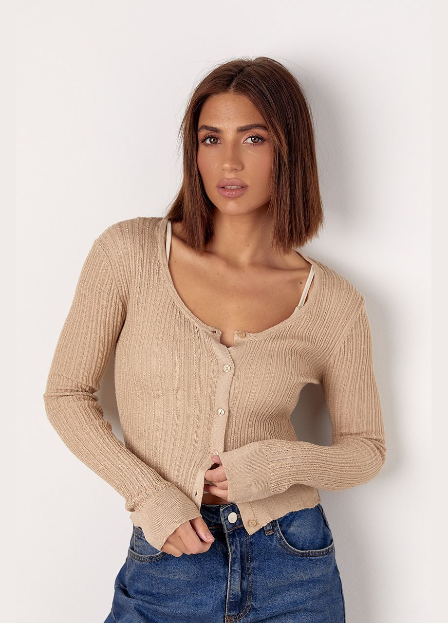 Бежевый демисезонный кардиган No Brand