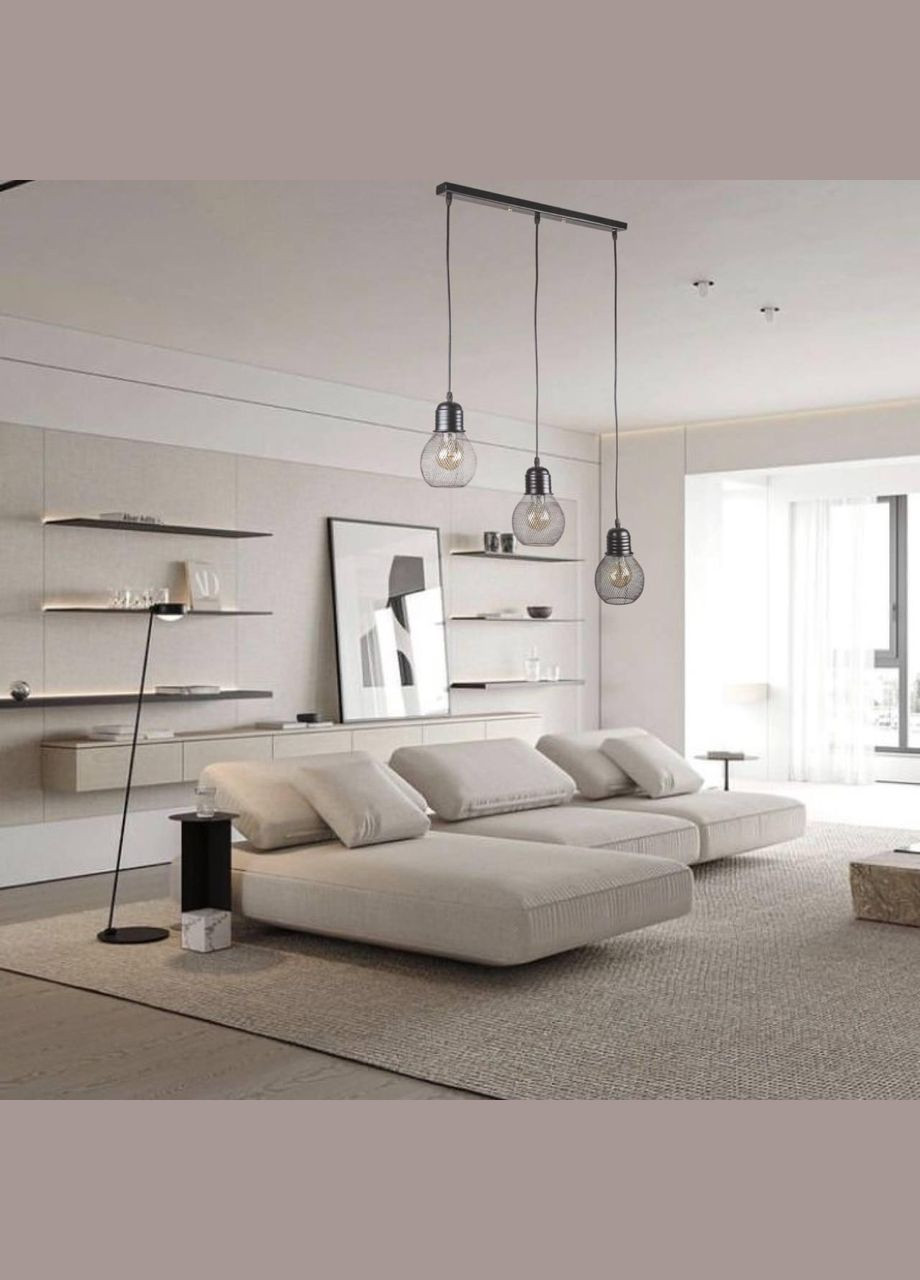 Черная люстра на шпанце с плафонами "Лампочки" (907-004F-3 BK (500)) No Brand (370070135)