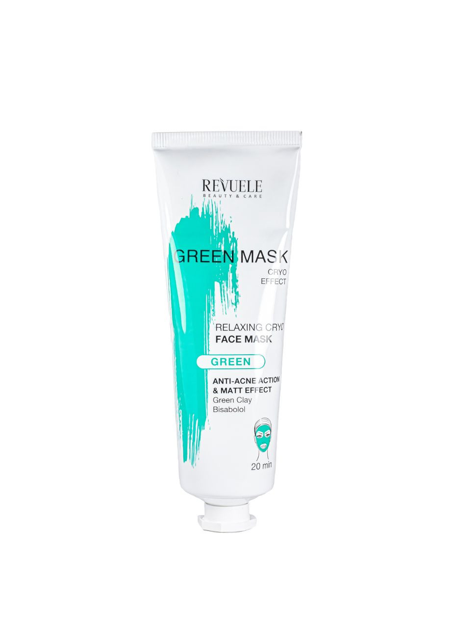 Маска для лица от акне AntiAcne Green Face Mask Cryo Effect 80 мл REVUELE (302728038)