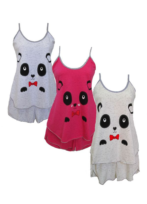 Комбинированная всесезон женская пижама с шортами и майкой с накатом. No Brand