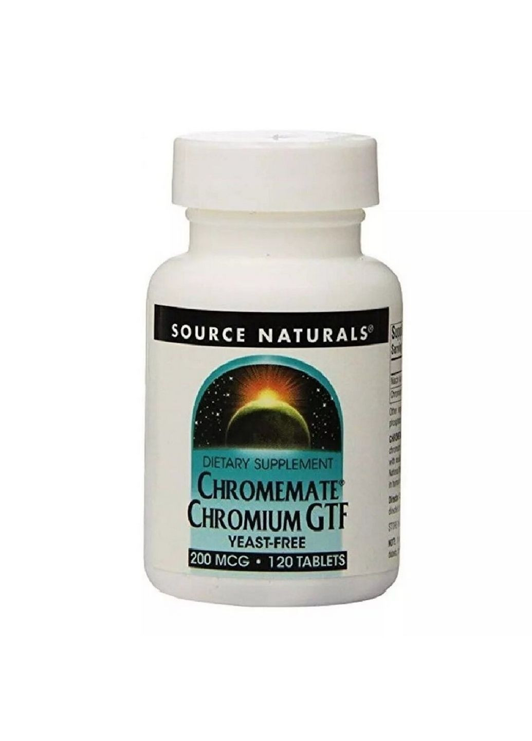 Вітаміни та мінерали Chromemate Chromium GTF Yeast-Free 200 mcg, 120 таблеток Source Naturals (293340854)