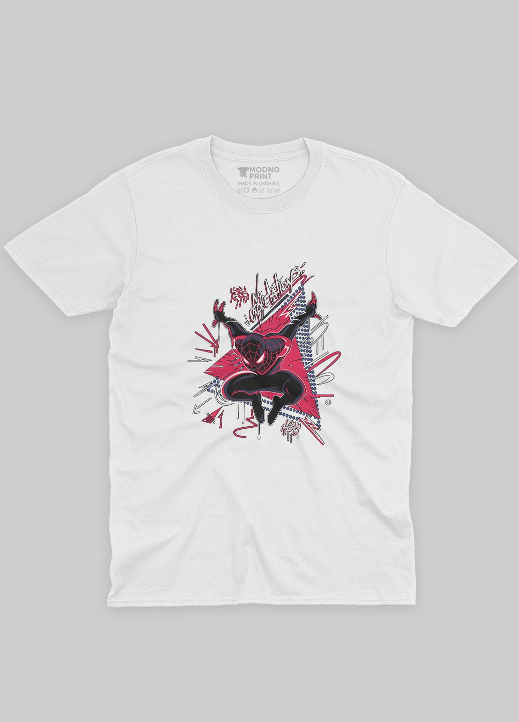 Белая демисезонная футболка для мальчика с принтом супергероя - человек-паук (ts001-1-whi-006-014-049-b) Modno