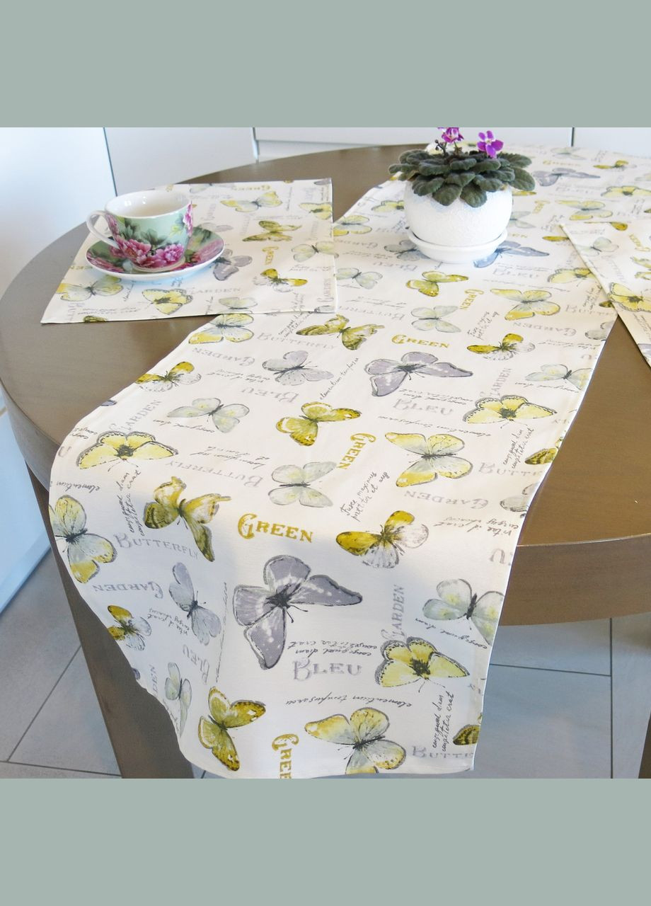 Скатерть дорожка на стол раннер с водоотталкивающей тефлоновой пропиткой с бабочками 45, 140 Maystat (305390333)