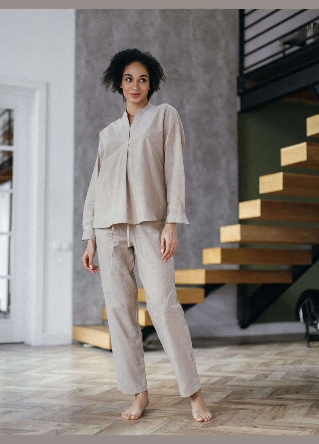 Бежева піжама жіноча з вареної бавовни almond s Leglo