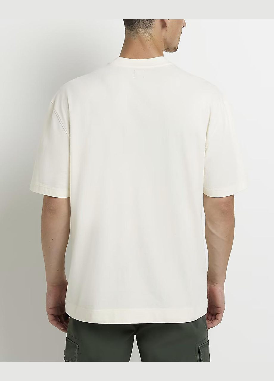 Молочная футболка basic,молочный с принтом, River Island