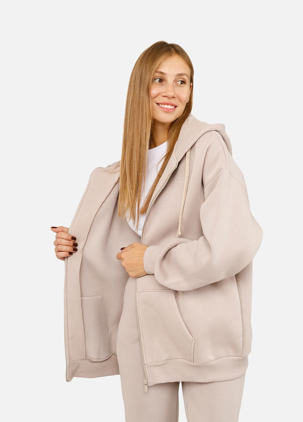 Жіноча толстовка на блискавці колір бежевий CB-00254555 Yuki (309020443)