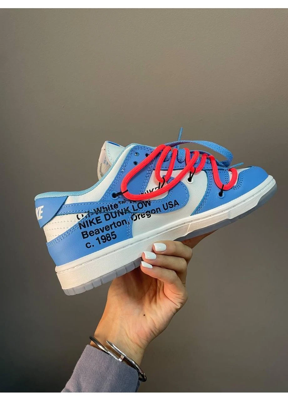 Білі кросівки чоловічі nike sb dunk x off white blue white найк сб данк білі демісезон No Brand