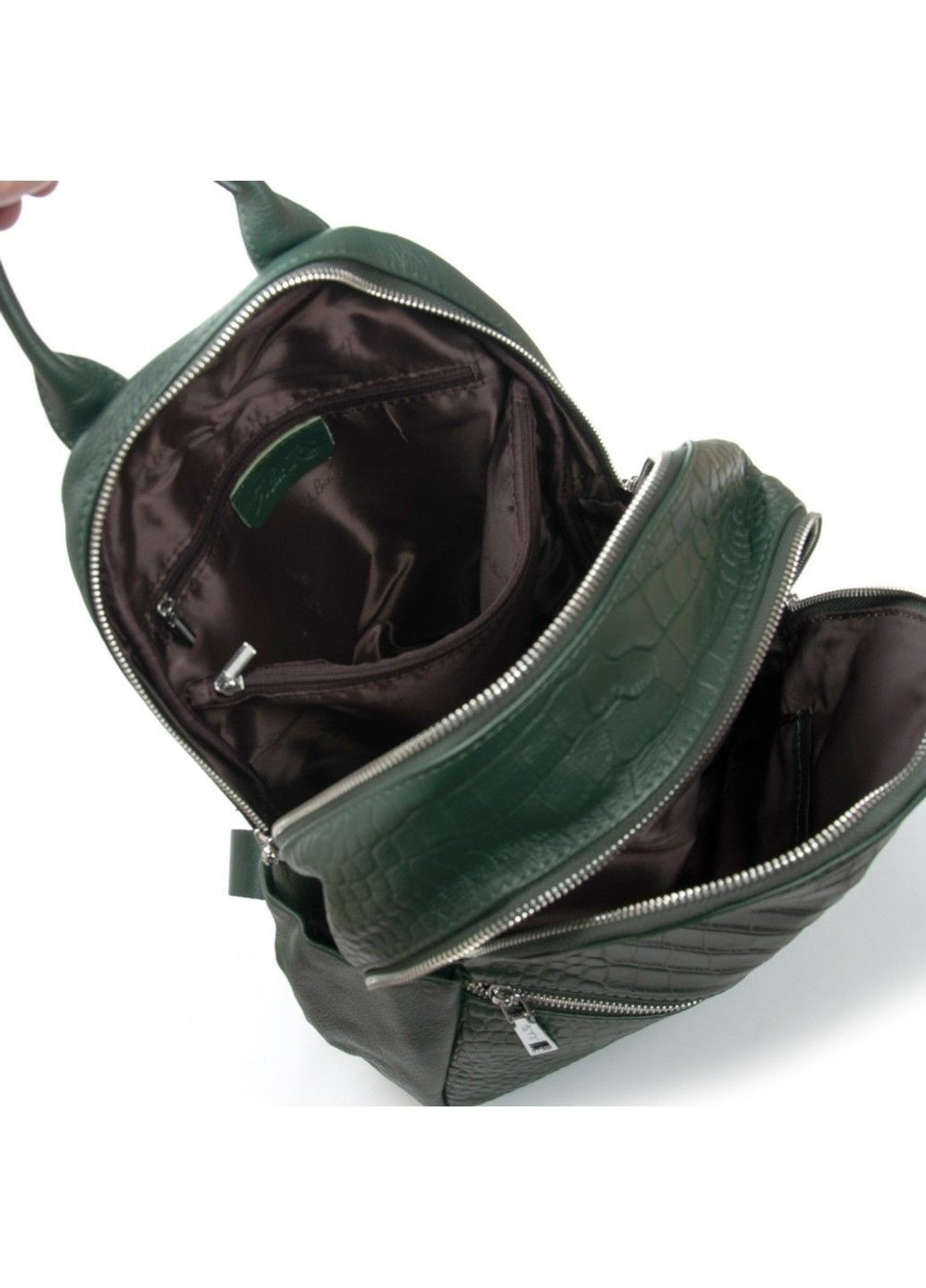 Женский кожаный рюкзак 95518-9 green Alex Rai (367992162)