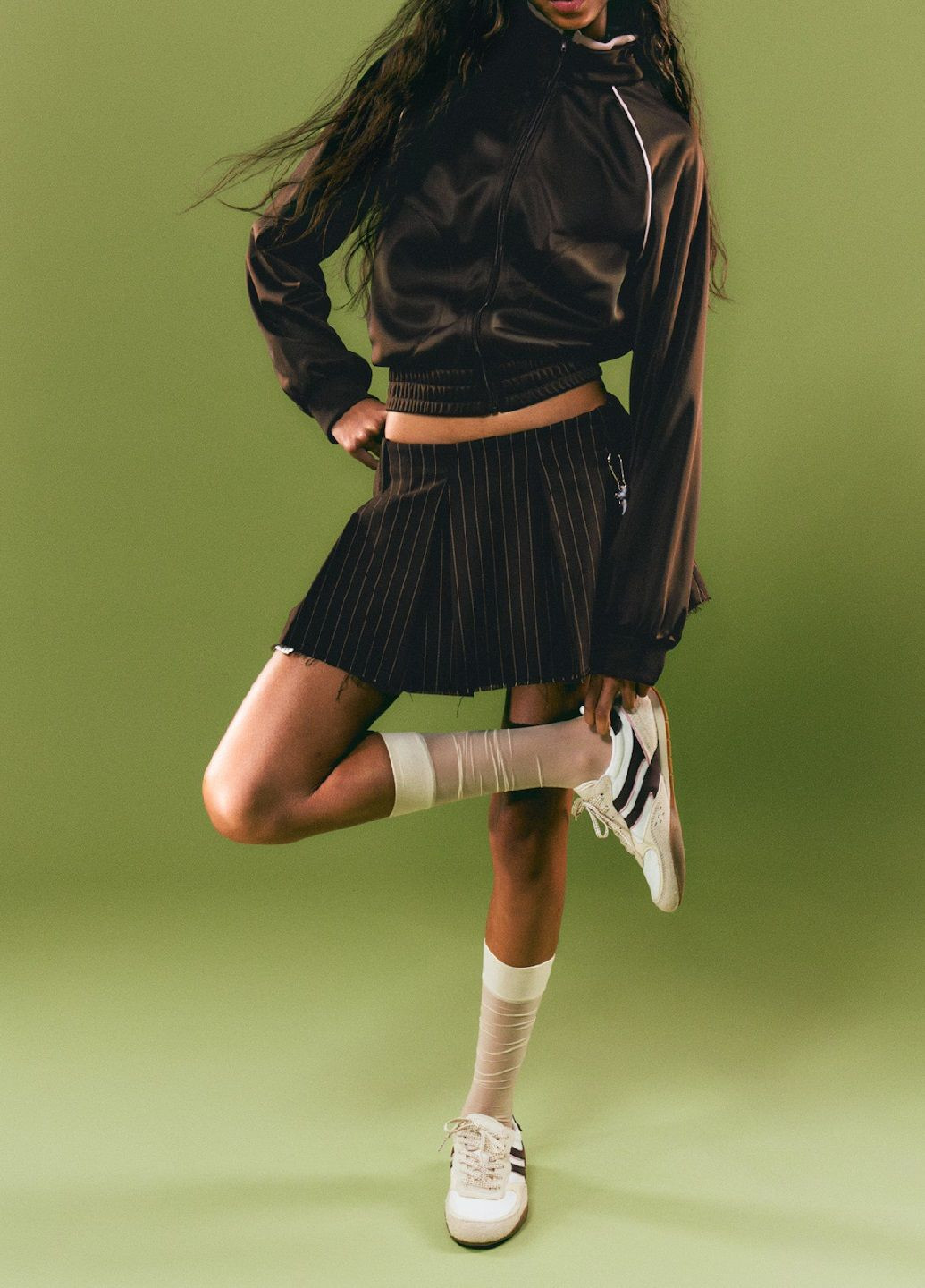 Темно-коричневая кэжуал в полоску юбка H&M