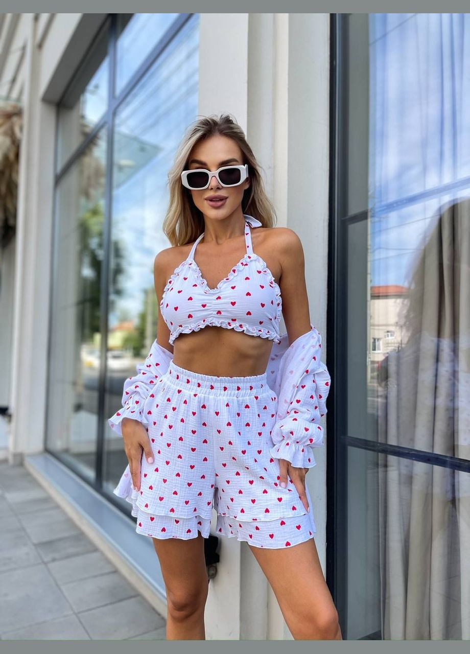 Жіночий трійка с сердечками No Brand костюм (323214594)