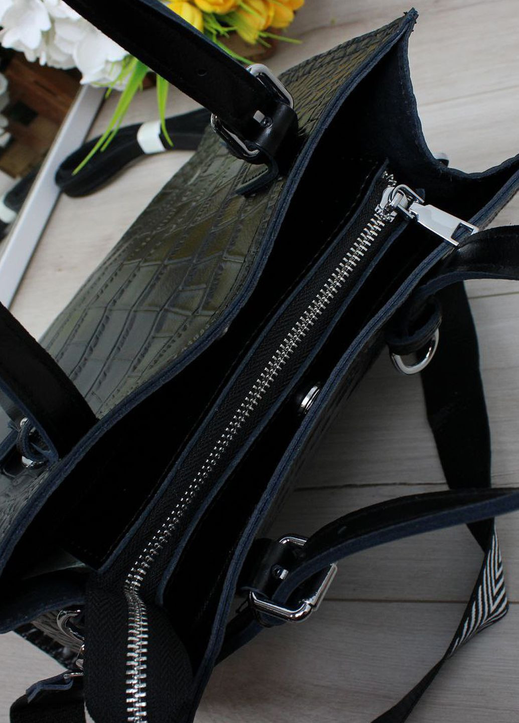 Сумка шкіряна з тисненням крокодил Vishnya (335707797)