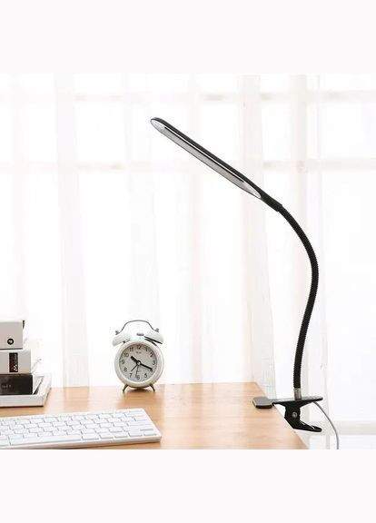 Гнучка настільна лампа світлодіодна LED на прищіпці BL-01 USB кабель Чорна Beluck (365752135)