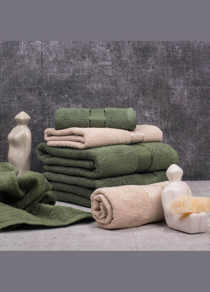 Полотенце махровое 50х90 см для лица САТИН Aisha темно-зеленый
