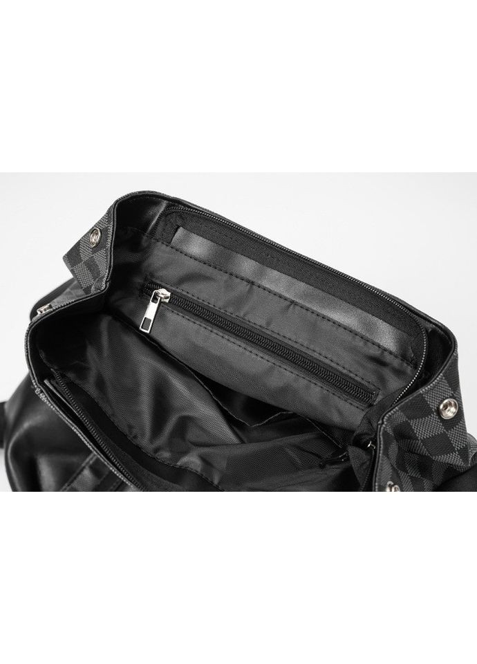 Великий жіночий рюкзак міський сірий клітина екошкіра для жінокний міський рюкзак в клітинку ProDobro (363260074)