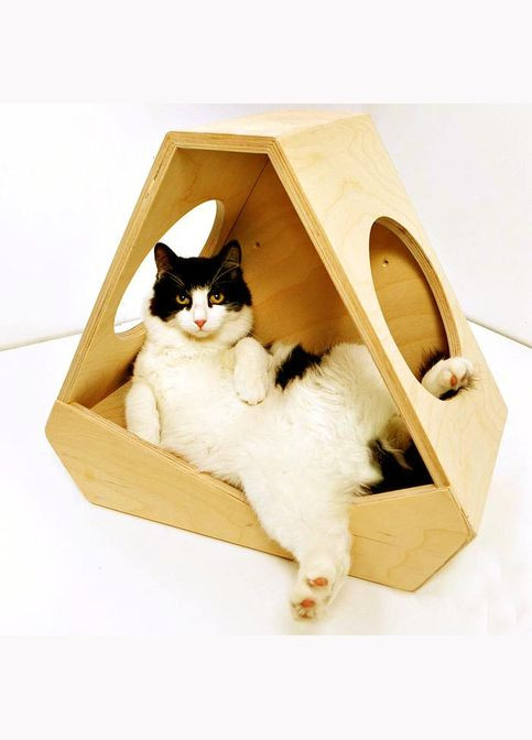 Домик для кошки из дерева Янсон ваниль (ДДК-001802) No Brand (328453068)