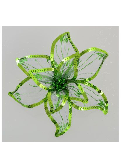 Елочная игрушка цветок пуансеттии Роскошь полупрозрачный зеленая, 23*23см (750302) YES! Fun квітка пуансетії Розкіш напівпрозора зелена, 23*23 (369882336)