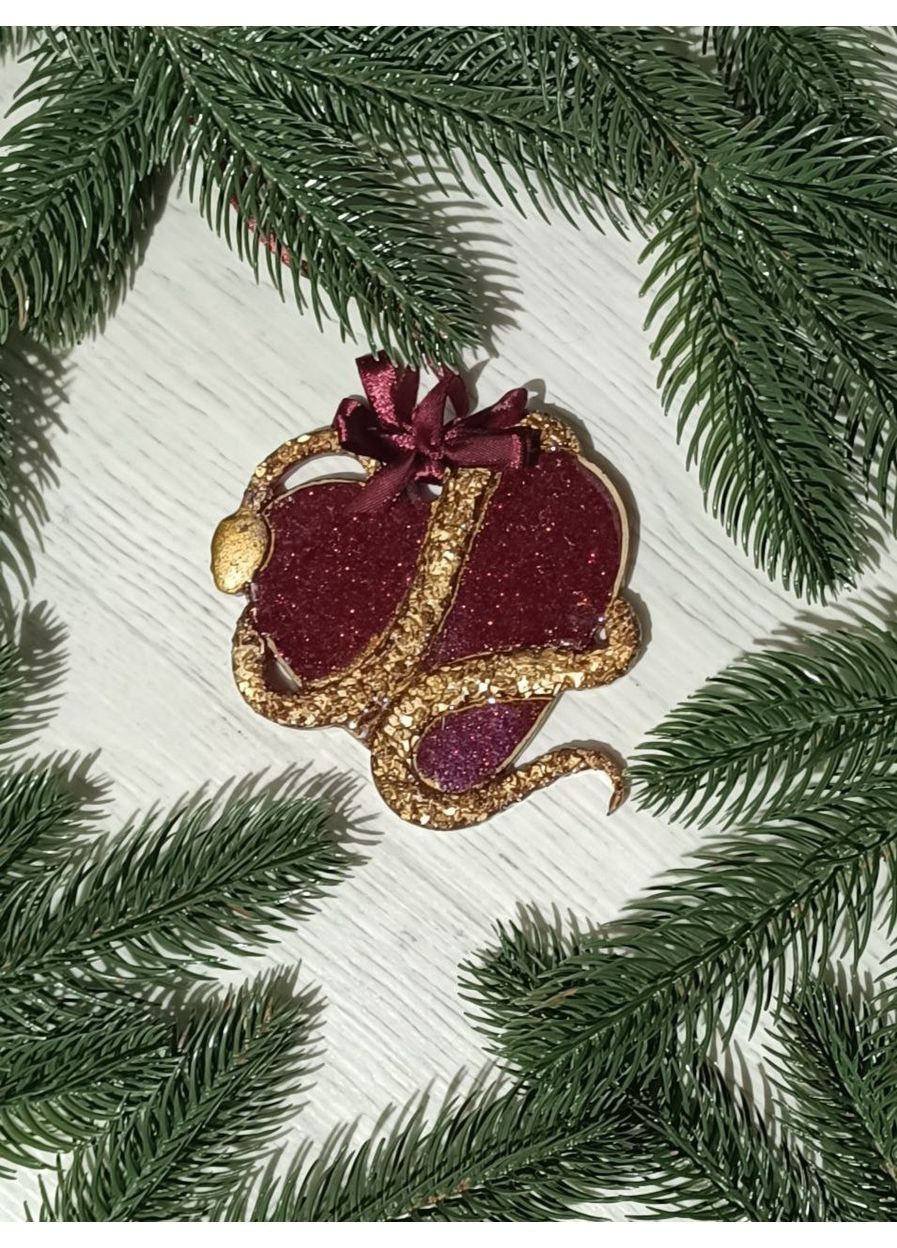 Новорічна іграшка з епоксидної смоли ручної роботи Змія серце обіймає Hand Made (365722492)