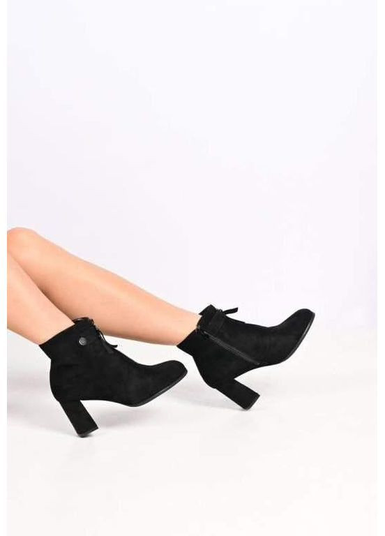 Черные демисезонная ботильоны женские черные замшевые на каблуке No Brand Ботильони жіночі демісезонні