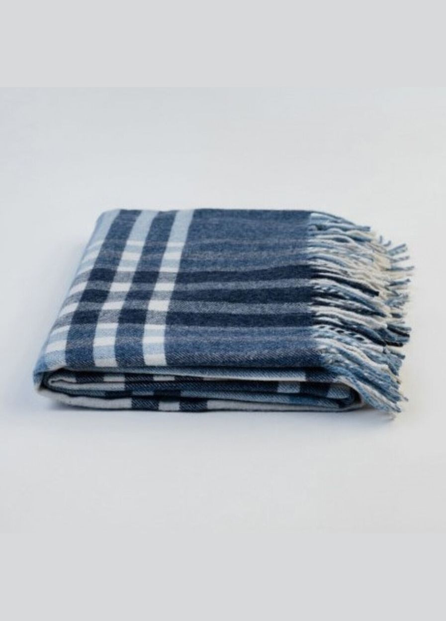 Плед на односпальне ліжко напіввовняний з кашеміром 140х200 синій 21372239 Lanavitta (316504789)